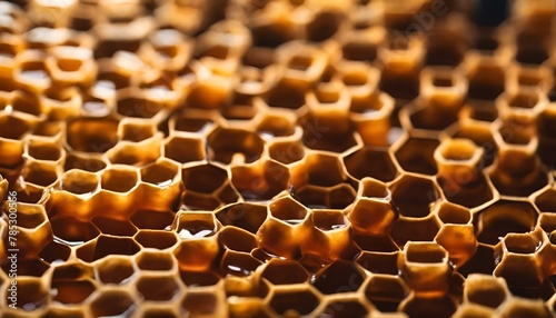 AI generated illustration of honey-filled honeycombs photo