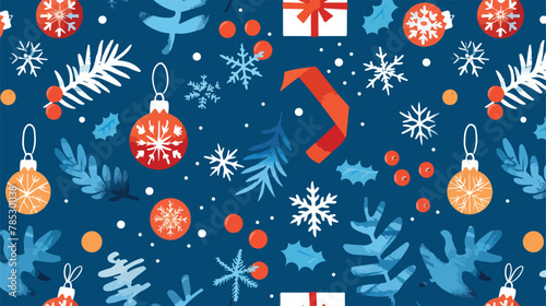 Seamless pattern Christmas theme with blue background