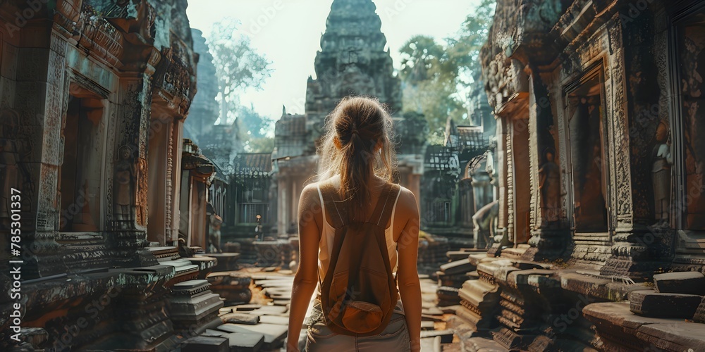 Solitary of Majestic Ancient Temple Ruins in Cambodia