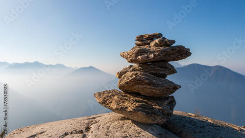 Stack of stones on top of the mountain.