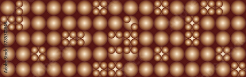 Background made of 3D brown balls, trendy texture for fantastic design. Coffee-colored geometric shapes are voluminous for creating wallpaper and textiles.