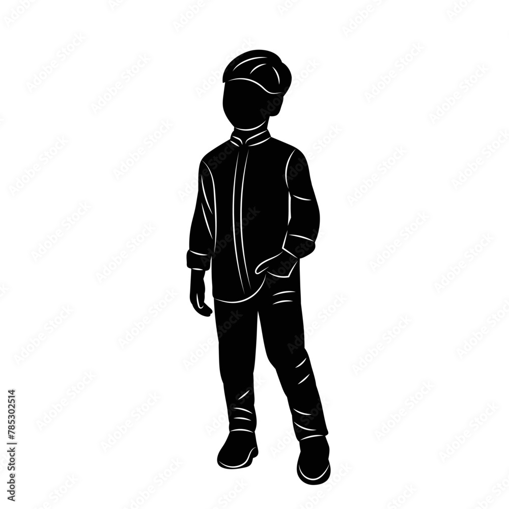 boy silhouette on white background vector boy silhouette on white background vector