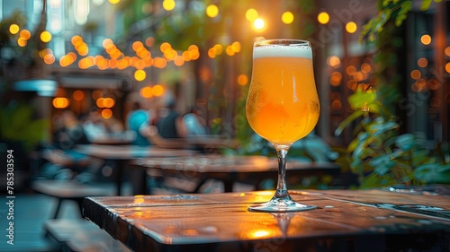 Vibrant Session IPA in a Modern Goblet at an Urban Beer Garden

