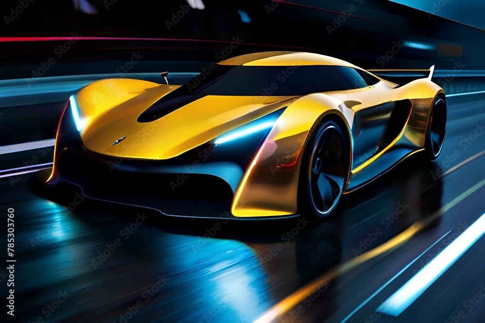 A sleek futuristic concept car