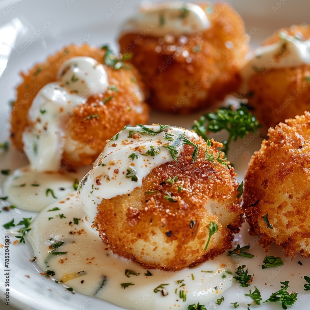 Halibut Cutlets or Fish Cakes with Cream Cheese Isolated Halibut Cutlets or Fish Cakes with Cream Cheese Isolated