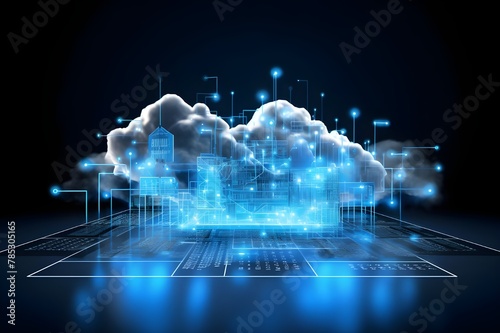 Cloud computing concept with digital city and cloud computing technology
