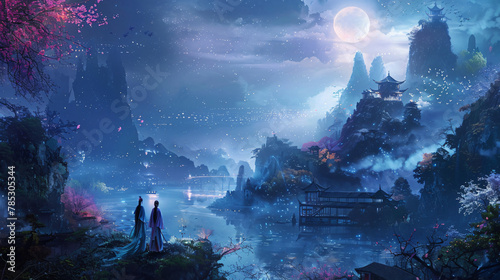 Chinese style fantasy scenes.