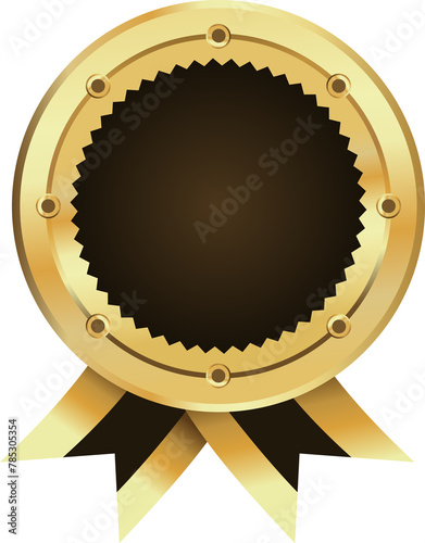 Luxury golden badge with ribbon