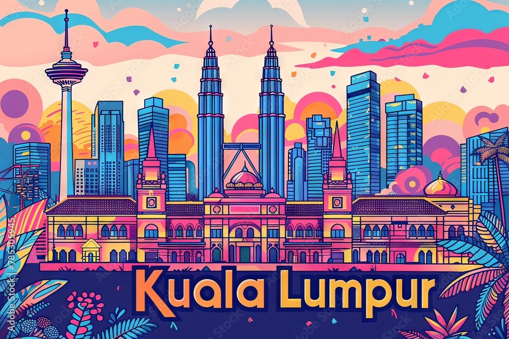 Minimalist Lineart City Poster of Kuala Lumpur

