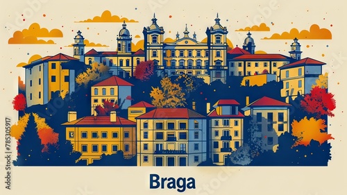 Minimalist Lineart City Poster of Braga, Portugal

 photo