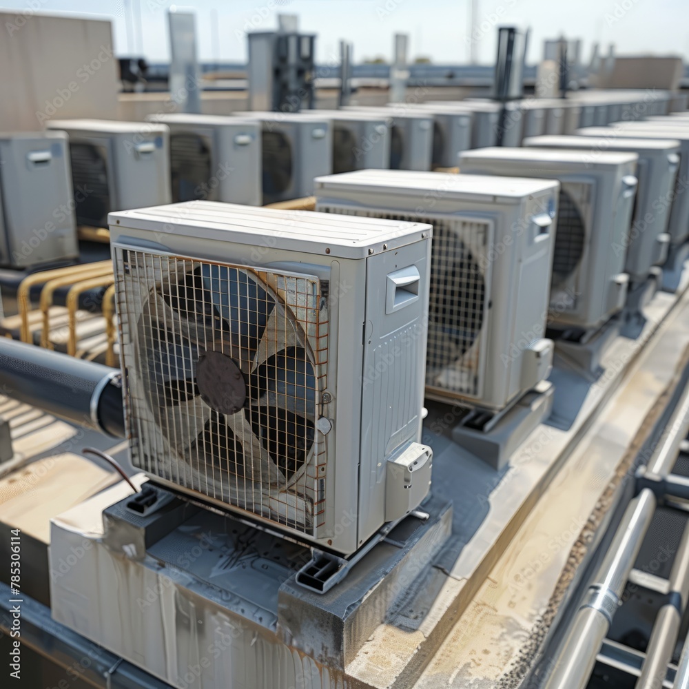 Group of Air Conditioners on Rooftop