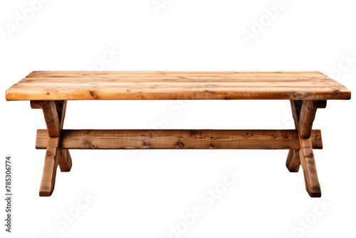Solitary Seating: A Wooden Bench Atop a White Dreamland. On a White or Clear Surface PNG Transparent Background.