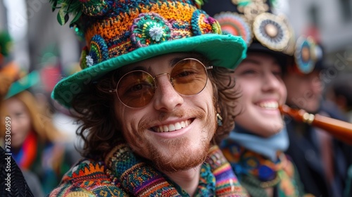 saint Patrick's Day Parade: Lively images of green-clad parade participants, Irish dancers, bagpipers, and shamrock decorations during Saint Patrick's Day celebrations in cities like Dublin, New York, © nataliya_ua