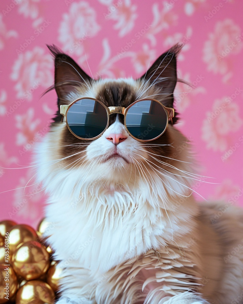 ragdoll cat in sunglasses