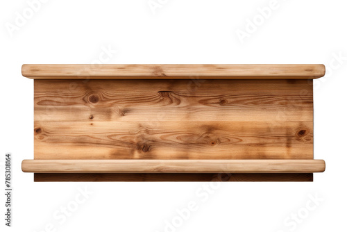 Serene Wooden Shelf Floating in a White Abyss. On a White or Clear Surface PNG Transparent Background.