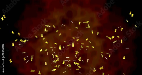 Image of gold confetti falling over red and black background