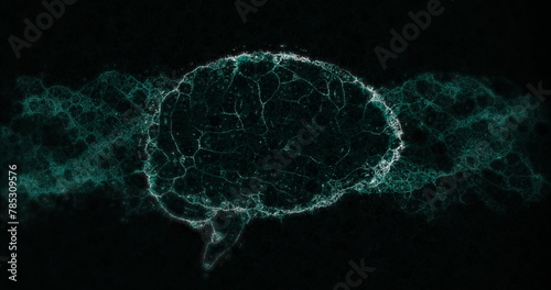 Image of digital model of human brain on black background