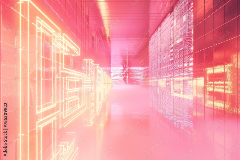 Obraz premium liminal space with pink neon lights