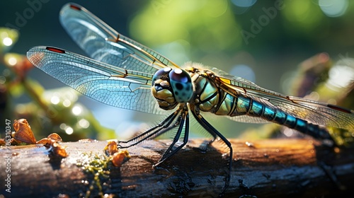 A delicate dragonfly resting on a leaf  © Micro