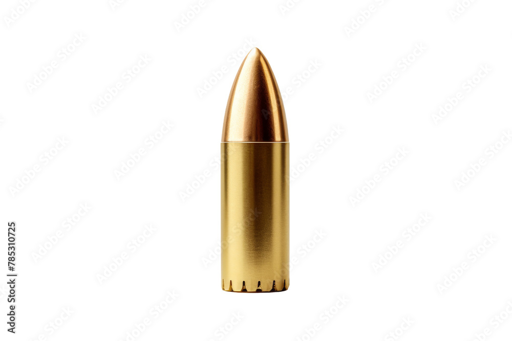 Gleaming Elegance: A Solo Brass Bullet. On a White or Clear Surface PNG Transparent Background. Gleaming Elegance: A Solo Brass Bullet. On a White or Clear Surface PNG Transparent Background.