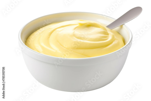 Creamy Sunshine in a White Bowl. On a White or Clear Surface PNG Transparent Background.