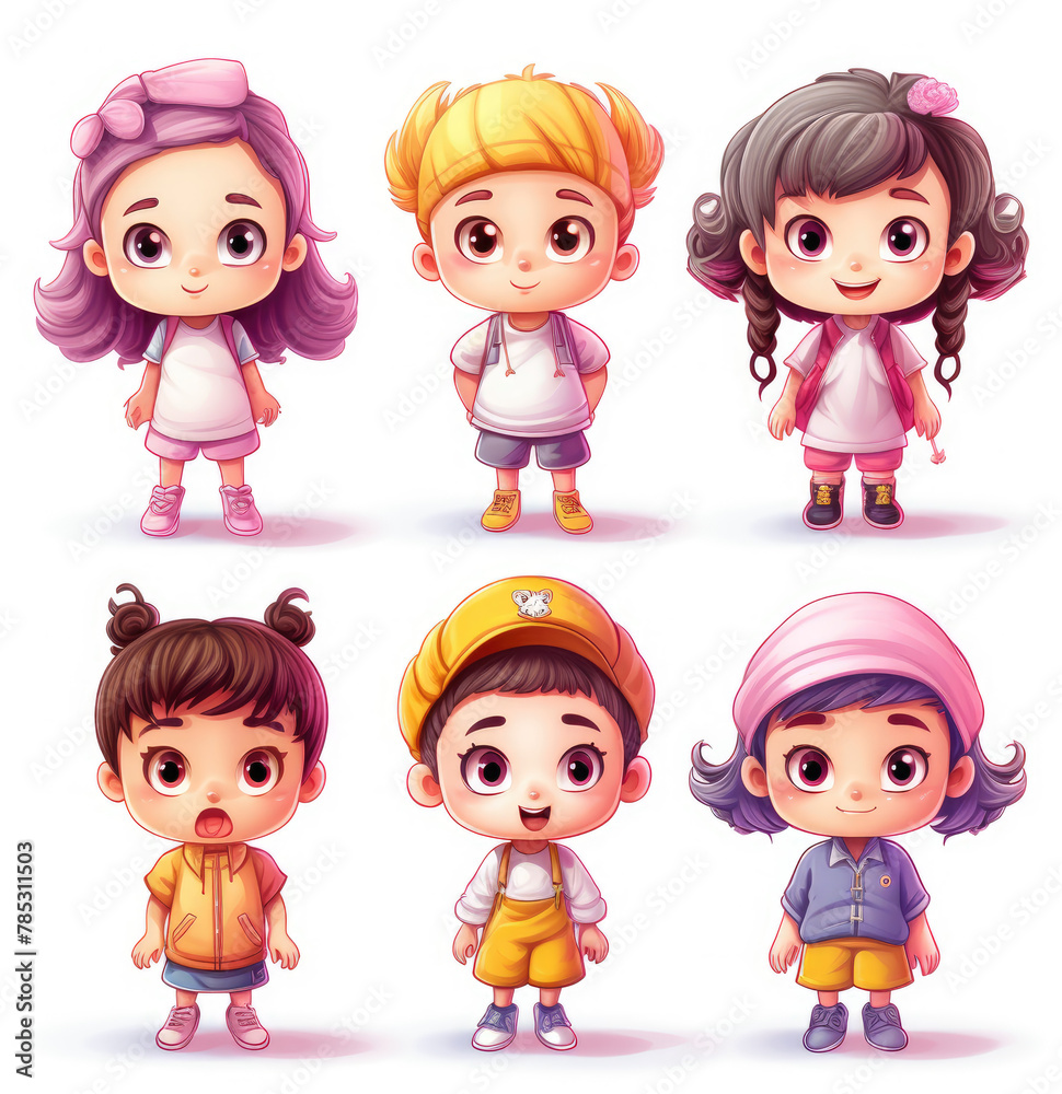 Set of 3d preschoolers children teenagers characters in different poses, clothes, wear. Group of little children on white transparent background. Clip art design. 3d and flat illustration design. Set of 3d preschoolers children teenagers characters in different poses, clothes, wear. Group of little children on white transparent background. Clip art design. 3d and flat illustration design.