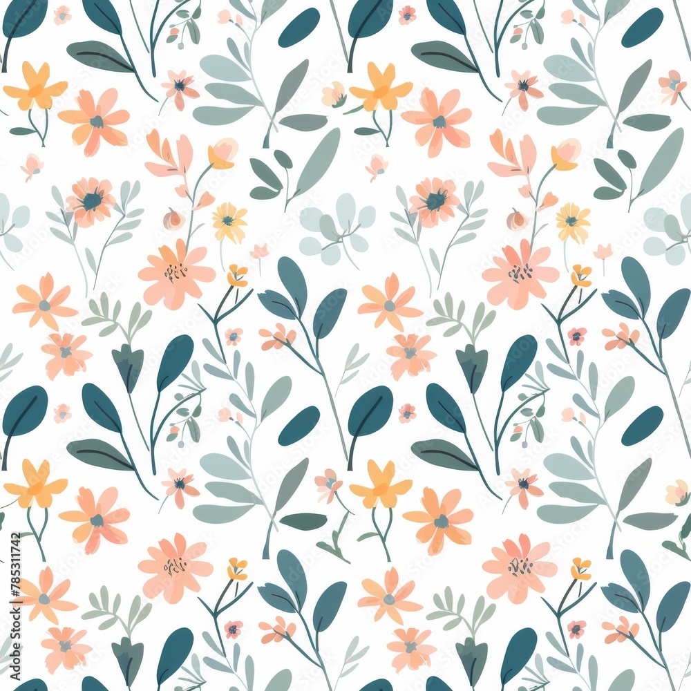 A floral pattern is painted on a white background