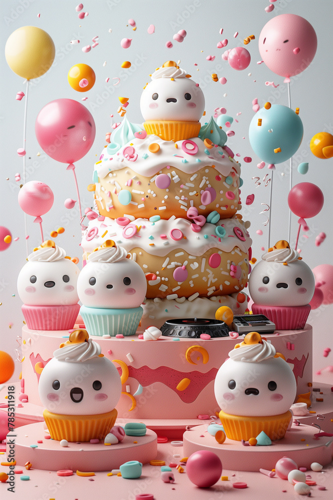 A cake covered with lots of cupcakes A cake covered with lots of cupcakes