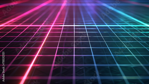 Retro style neon grid background