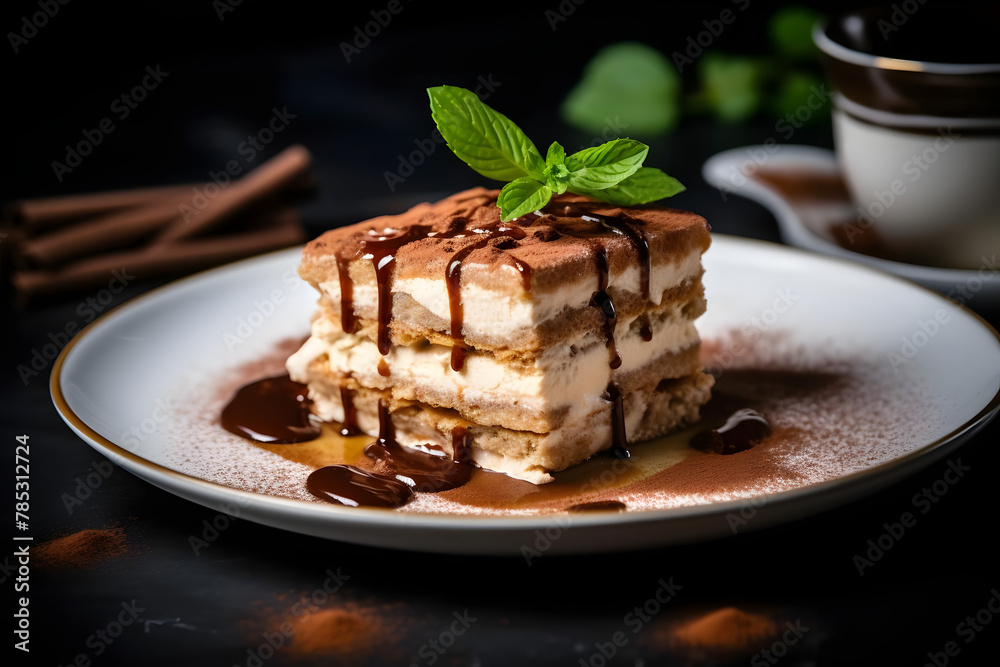 Tiramisu, Decadent Italian dessert with coffee soaked ladyfingers and mascarpone Tiramisu, Decadent Italian dessert with coffee soaked ladyfingers and mascarpone