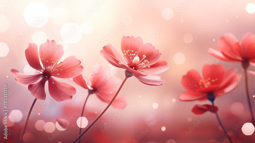 Close-Up of Pink Cosmos Flowers with Soft Bokeh