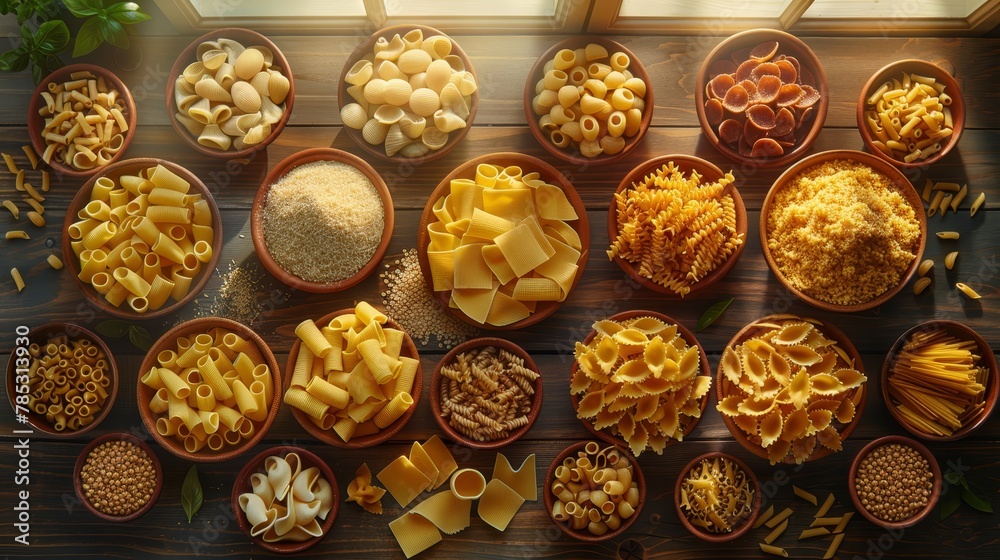   A table laden with bowls, each brimming with distinct varieties of macaroni and cheese