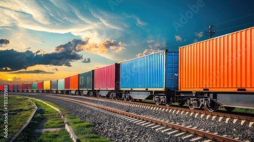 Efficient Rail Logistics Intermodal Containers Transported on Train Car for Rail Freight Shipping, Streamlining Import-Export Operations from China 