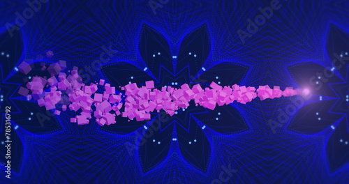 Image of digital smoke bomb with squares and dots forming kaleidoscope