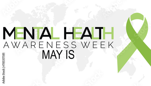 Mental Health Awareness week observed every year in May. Template for background, banner, card, poster with text inscription.