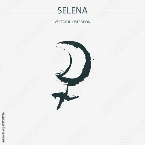 Astrological designations, aspects for astrologer. the meaning of the planets, study of astrology. Vector pictogram elements constellation illustration for ancient alchemy: selena