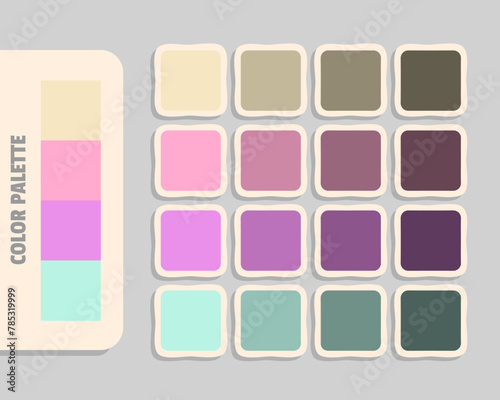 bisque lightpink violet paleturquoise color palette, rgb colors matching, harmonious colours catalog