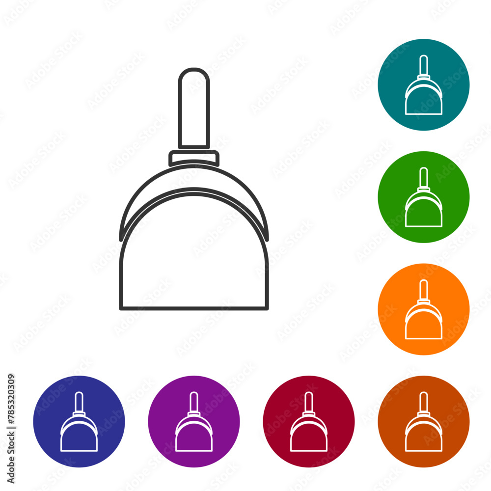 Black line Dustpan icon isolated on white background. Cleaning scoop services. Set icons in color circle buttons. Vector Illustration Black line Dustpan icon isolated on white background. Cleaning scoop services. Set icons in color circle buttons. Vector Illustration