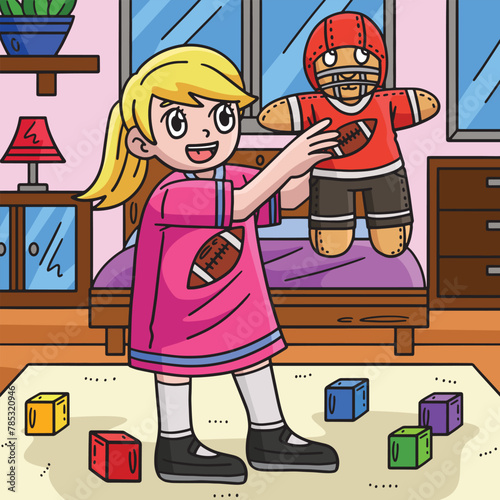 American Football Girl with Quarterback Plushie 