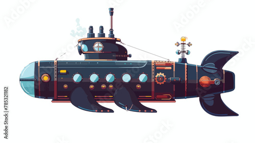 Steampunkinspired submarine exploring the depths of