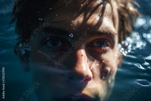 AI generated image of young man relaxing in swimming pool © Tetiana