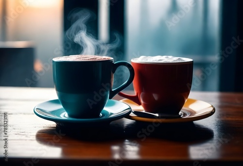 A Steaming Mug Of Hot Cocoa On A Cozy Cafe Table