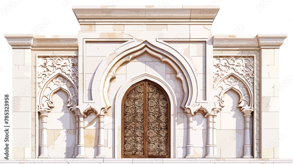 Stylized door in arabic architectural style arch with