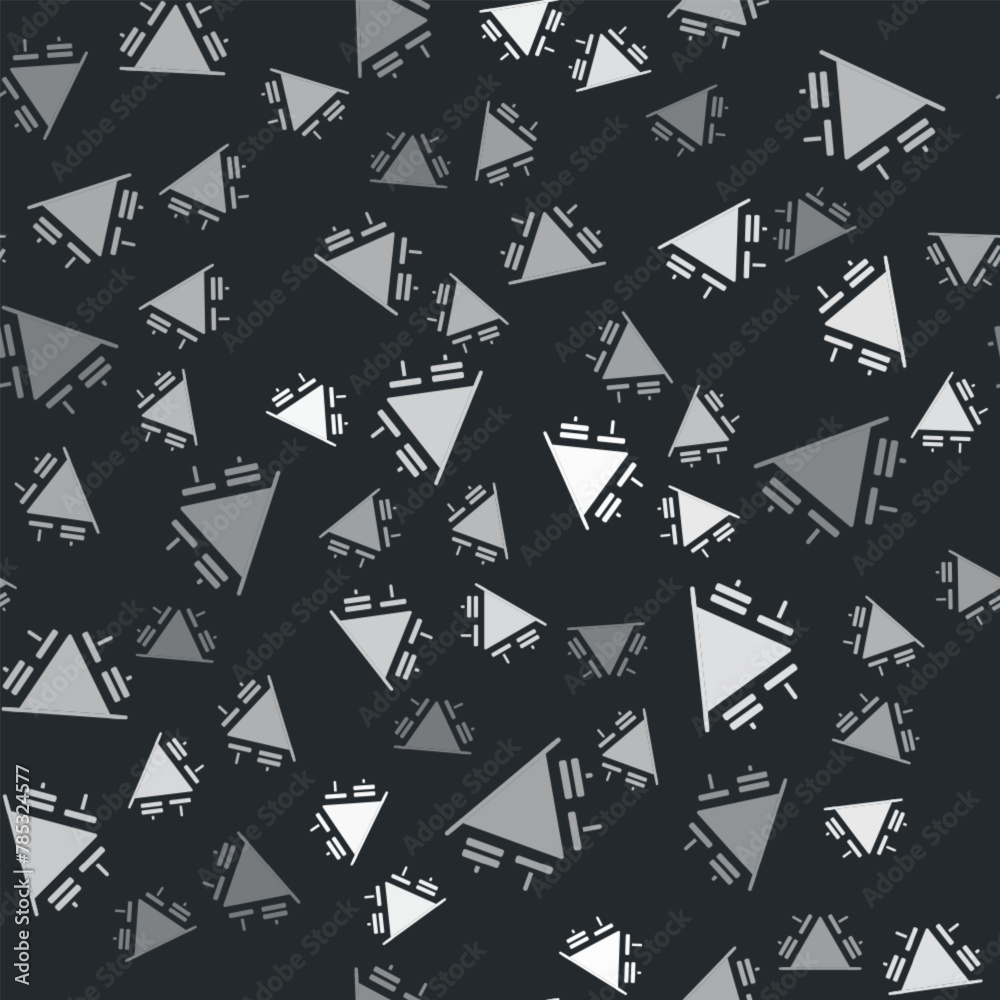 Fototapeta premium Grey Metal rack with additional weights for barbell icon isolated seamless pattern on black background. Bodybuilding, fitness, sport, healthy lifestyle concept. Vector