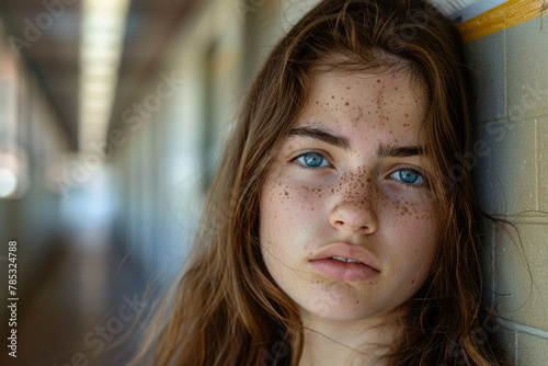 Picture generated with AI of young woman with acne problem squishing pimples