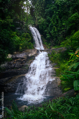 beautiful water fall in deep tropical forest, Chiang mai , Thailand