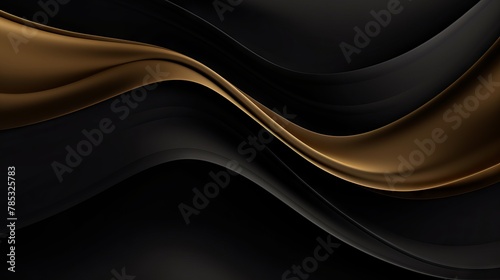 Chic black luxury abstract background with elegant golden waves - sophisticated texture for business presentations and designs 