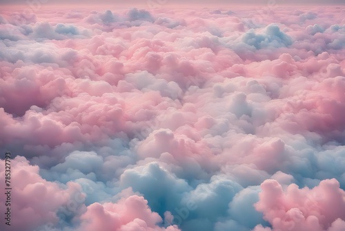 Dreamy and ethereal soft pink clouds in a vibrant sky, generated with AI.