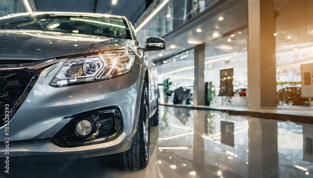 Showroom Shine: Close-Up of SUV Headlamp Reflection