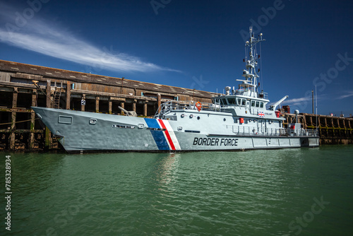 Color image of a border force ship mooring in Newhaven